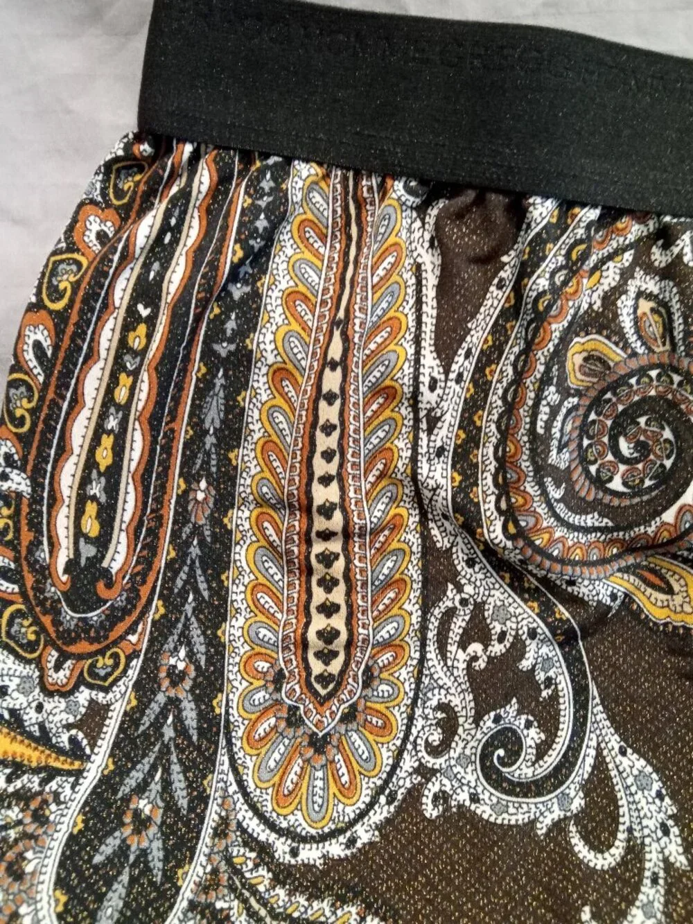 Men's Gregg Homme Brown & Gold Paisley Boxers with Black Waistband